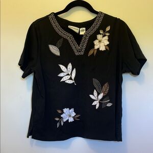 Alfred Dunner Black Embellished Short Sleeve T-Shirt